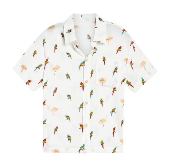 Free Planet The Parrots & Palapasboys Hawaiian Short Sleeve Button Down Shirt 5T - Picture 1 of 8